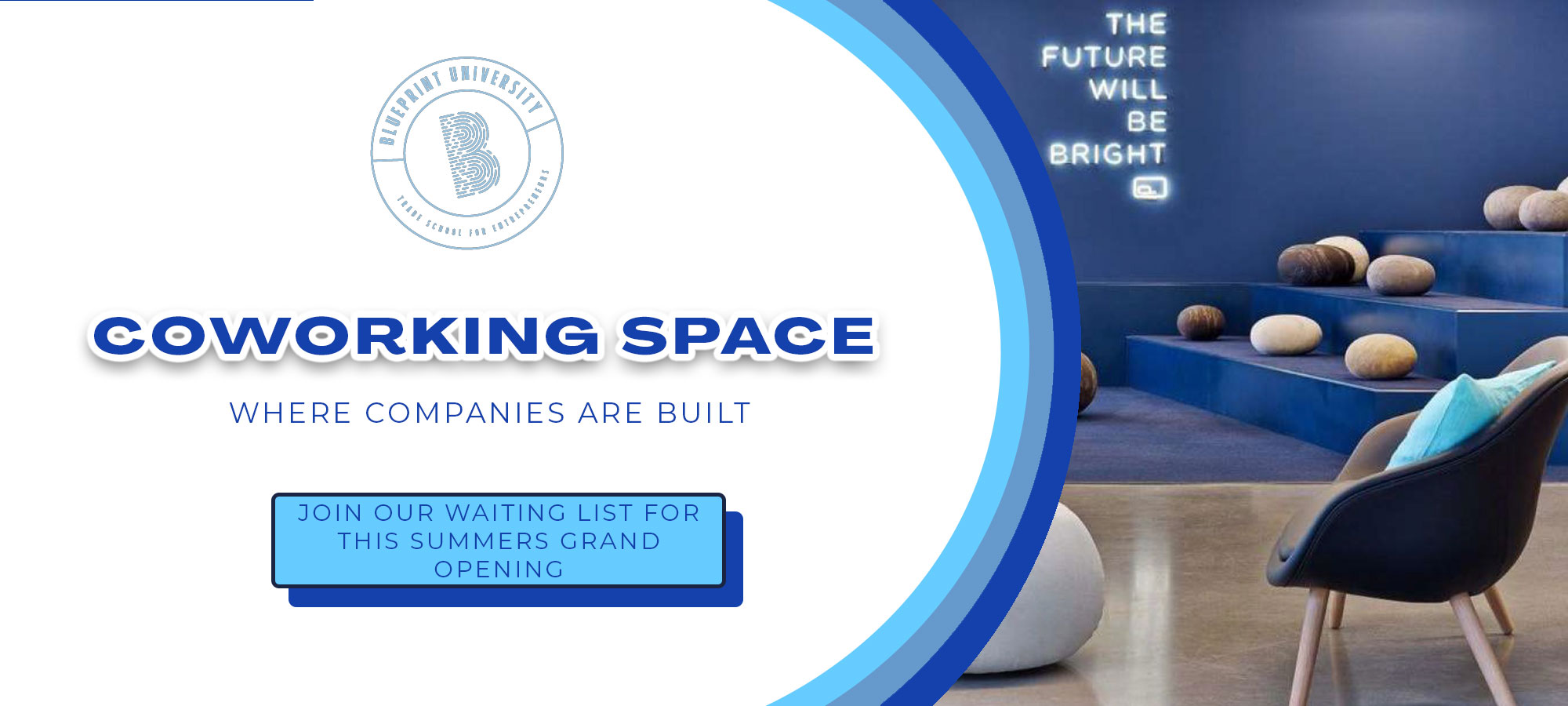 hero image for coworking space. chair with risers